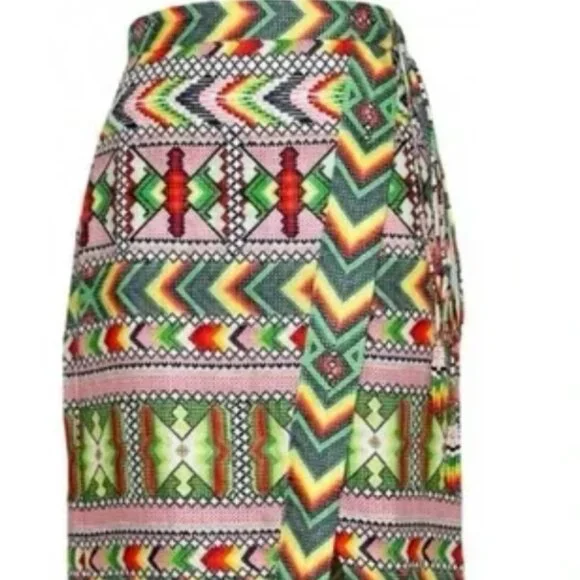 Farm Rio Yawanawa Amulet Multicolor Beaded Tassels Wrap Midi Skirt S (Orig.$210) - Picture 1 of 8